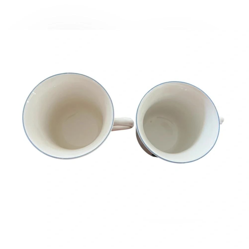 Vintage Tienshan Stoneware Unicorn Tea Coffee Cups Set Of 2 Blue Galaxy 80s EUC